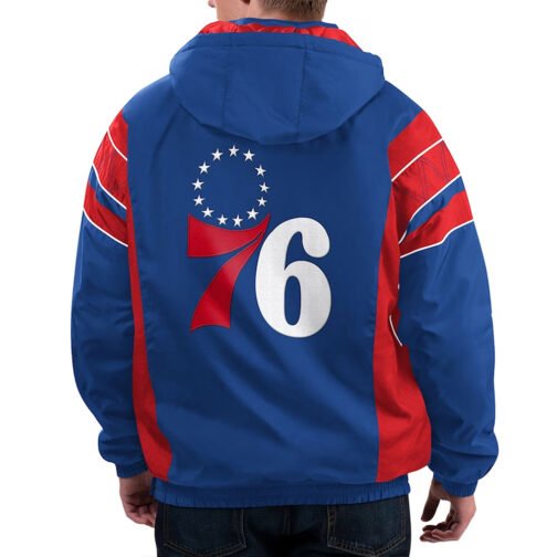 Home Team Philadelphia 76ers Royal Half-Zip Hoodie Jacket - Image 2