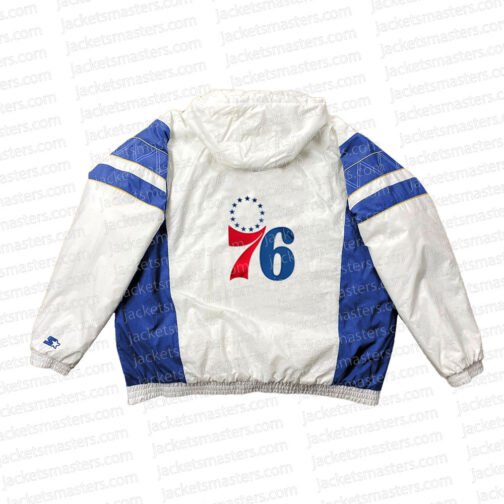 Home Team Philadelphia 76ers White Half-Zip Jacket - Image 2