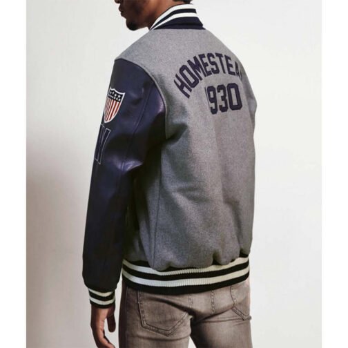 Homestead Grays Navy and Gray Varsity Jacket - Image 3