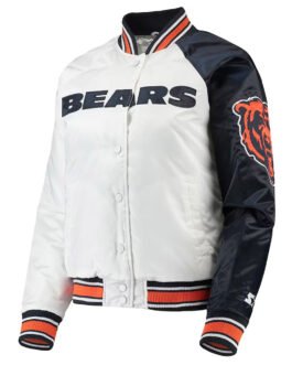 White/Navy Chicago Bears Hometown Satin Jacket
