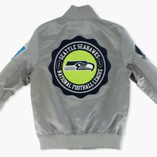 Hometown Hero Seattle Seahawks Grey Satin Jacket - Image 2