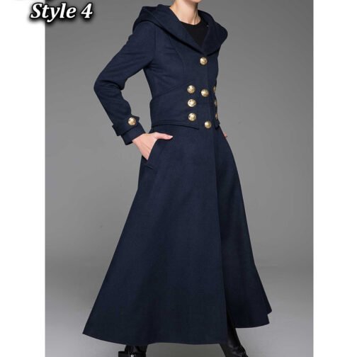 Women’s Hooded Military Wool Coat - Image 4
