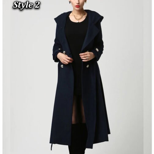 Women’s Hooded Military Wool Coat - Image 13