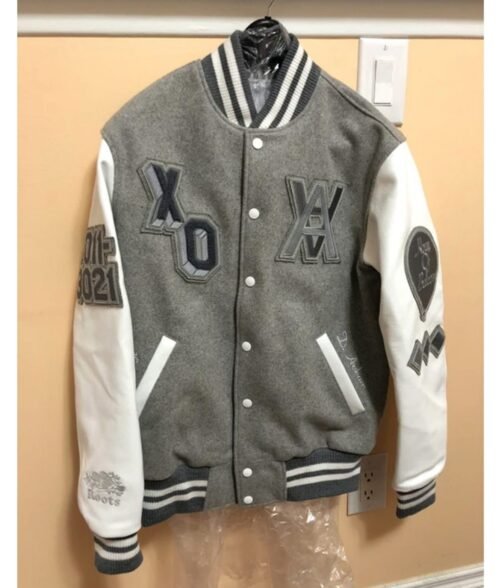 XO The Weeknd HOB 10 Year Letterman White/Grey Jacket - Image 4