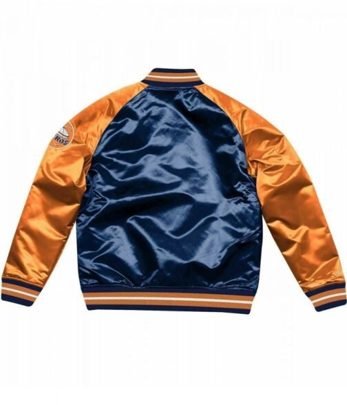 Houston Astros Varsity Blue and Orange Satin Jacket - Image 2