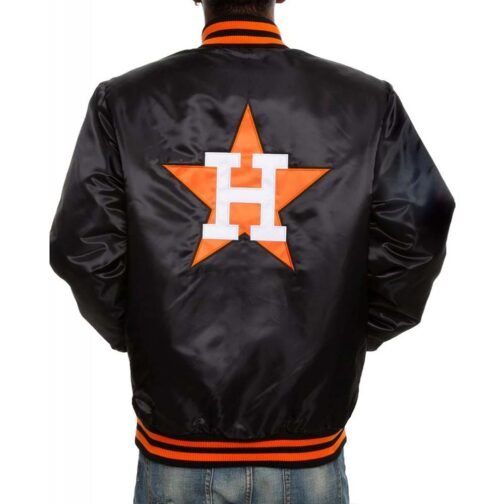 Houston Astros Black Label Satin Bomber Jacket - Image 3