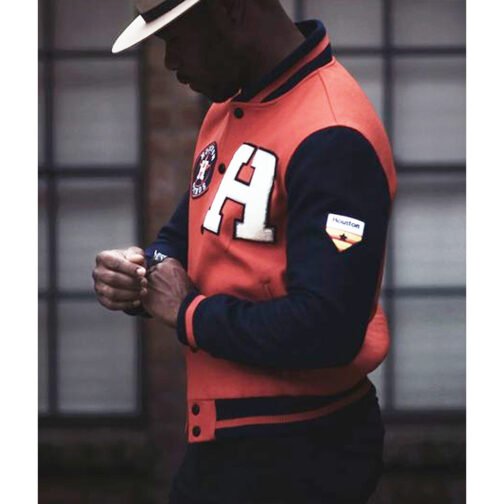 Houston Astros Blue and Orange Varsity Wool Jacket - Image 7