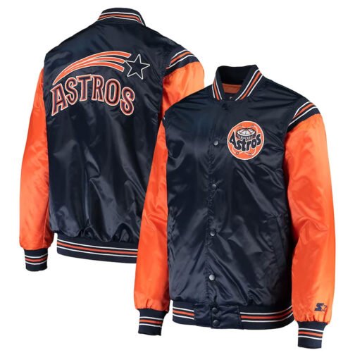 Enforce Houston Astros Navy/Orange Varsity Satin Jacket - Image 3