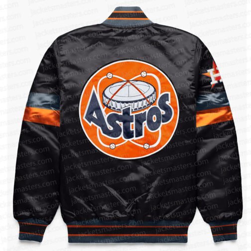 Houston Astros Home Game Black Varsity Satin Jacket - Image 2