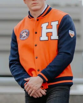 Houston Astros Blue and Orange Varsity Wool Jacket
