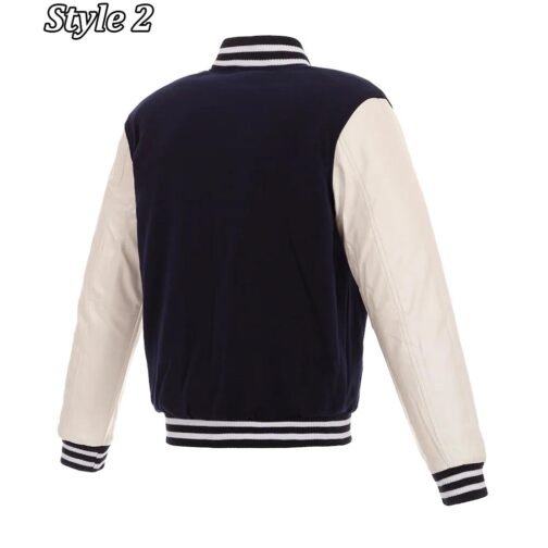 Varsity Houston Astros White and Navy Blue Jacket - Image 3