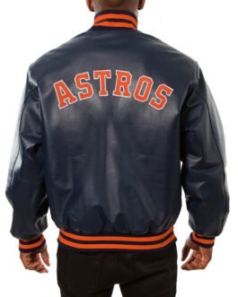 Houston Astros Blue Leather Jacket