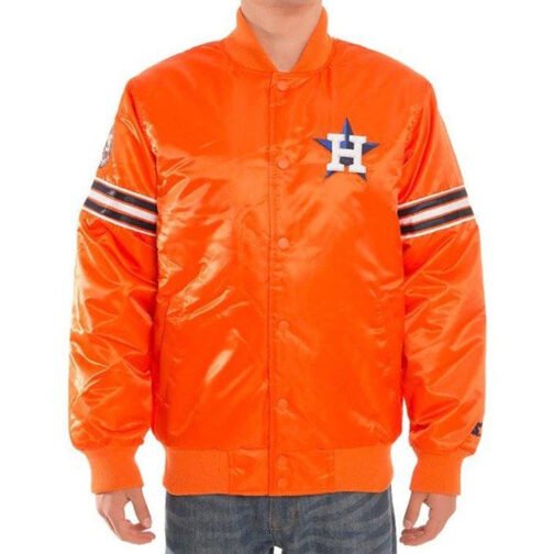 Houston Astros Striped Orange Satin Jacket