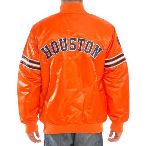 Houston Astros Striped Orange Satin Jacket - Image 2