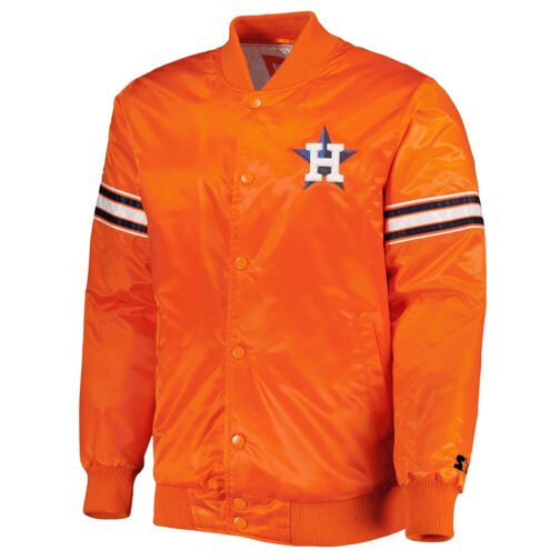 Houston Astros Striped Orange Satin Jacket - Image 3