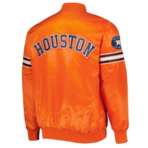 Houston Astros Striped Orange Satin Jacket - Image 4