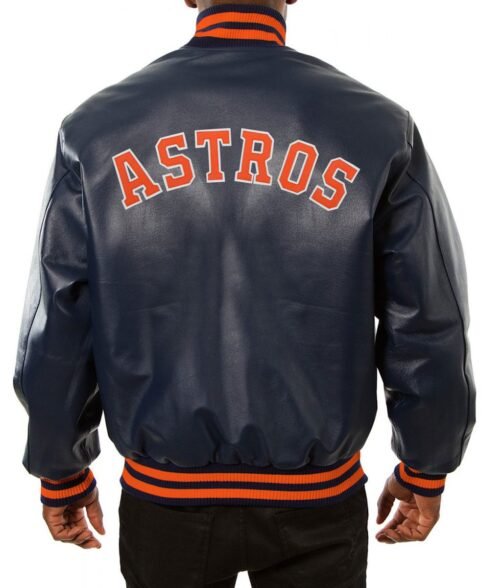 Varsity Houston Astros Navy Blue Leather Jacket - Image 2