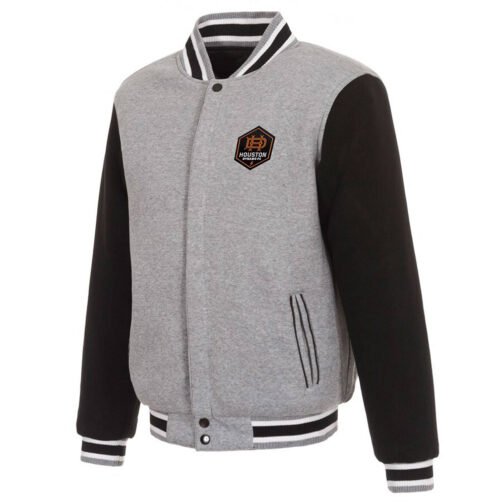 Houston Dynamo Gray and Black Varsity Wool Jacket