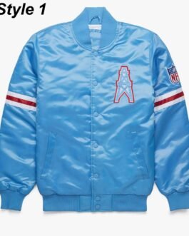Bomber Houston Oilers Light Blue Satin Jacket