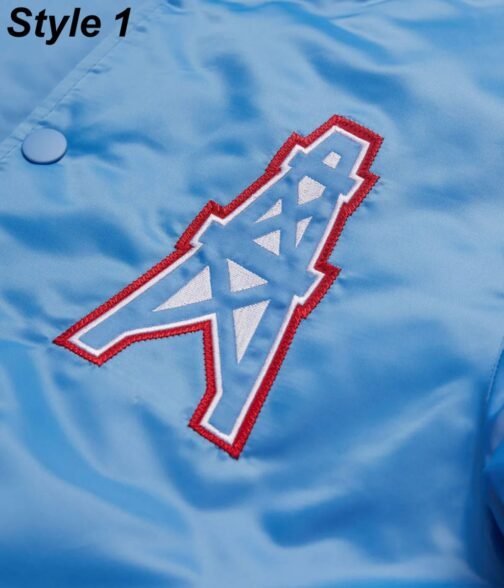 Bomber Houston Oilers Light Blue Satin Jacket - Image 13