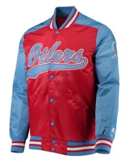 Houston Oilers Gridiron Classics The Tradition II Red Varsity Satin Jacket