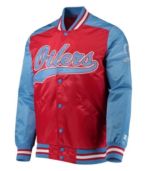 Houston Oilers Gridiron Classics The Tradition II Red Varsity Satin Jacket