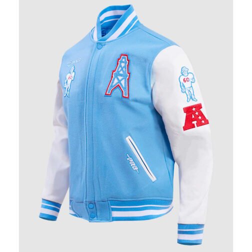 Houston Oilers Retro Classic Rib Varsity Jacket - Image 3