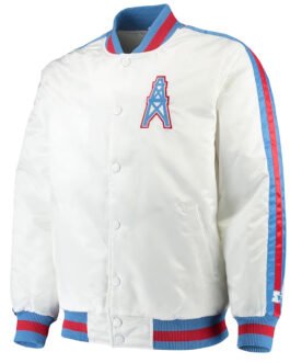 Houston Oilers Throwback D-Line Varsity Satin Jacket