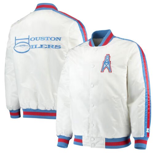 Houston Oilers Throwback D-Line Varsity Satin Jacket - Image 3