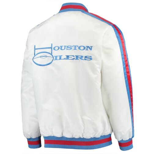 Houston Oilers Throwback D-Line Varsity Satin Jacket - Image 2