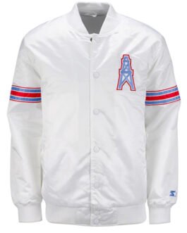 White Houston Oilers Retro Satin Jacket
