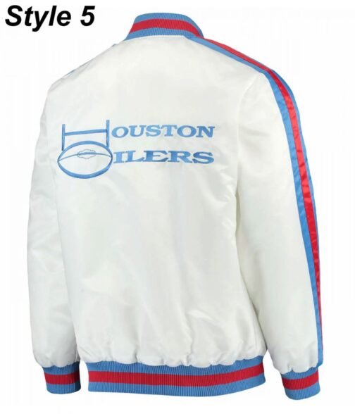 Bomber Houston Oilers Light Blue Satin Jacket - Image 10