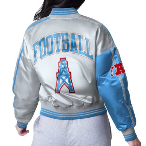 Houston Oilers Zone Blitz Light Blue/Silver Jacket - Image 2