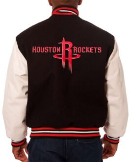 Houston Rockets Black and White Varsity Jacket