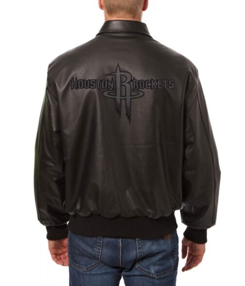 Bomber Houston Rockets Black Leather Jacket - Image 2