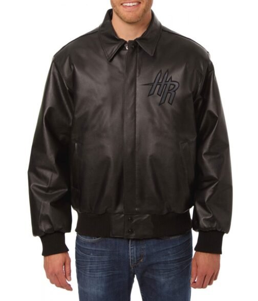 Bomber Houston Rockets Black Leather Jacket