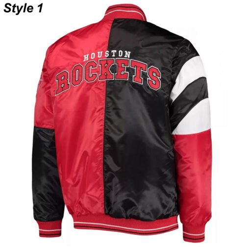 75th Anniversary Houston Rockets Leader Satin Black and Red Jacket - Image 5
