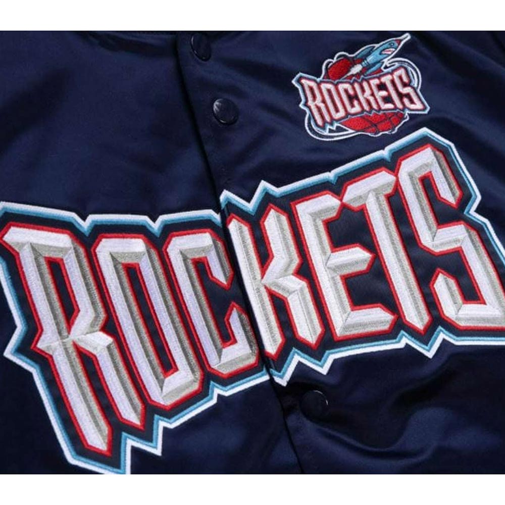 Houston Rockets Navy Lightweight Satin Jacket - Image 3