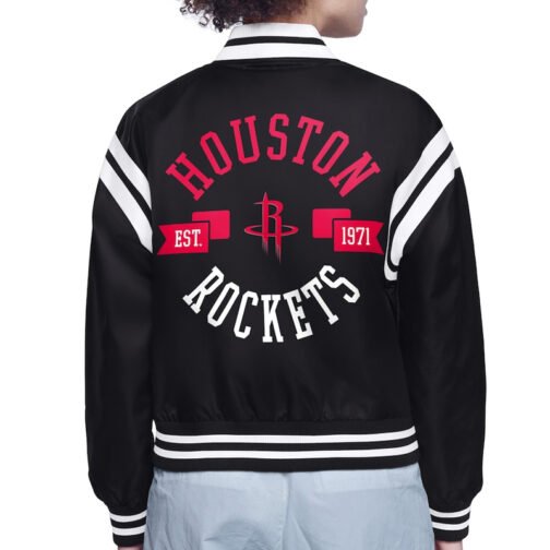 Houston Rockets Printed Logo Varsity Satin Jacket - Image 3