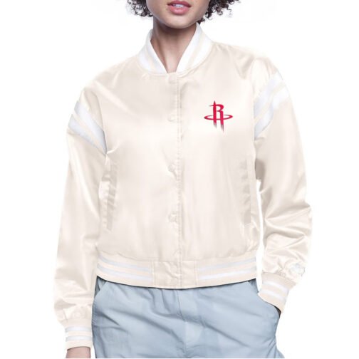 Houston Rockets Printed Logo Varsity Satin Jacket - Image 2