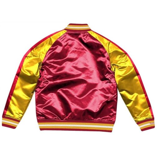 Houston Rockets Red and Gold Varsity Satin Jacket - Image 2