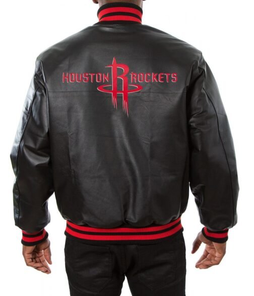 Varsity Houston Rockets Black Leather Jacket - Image 2