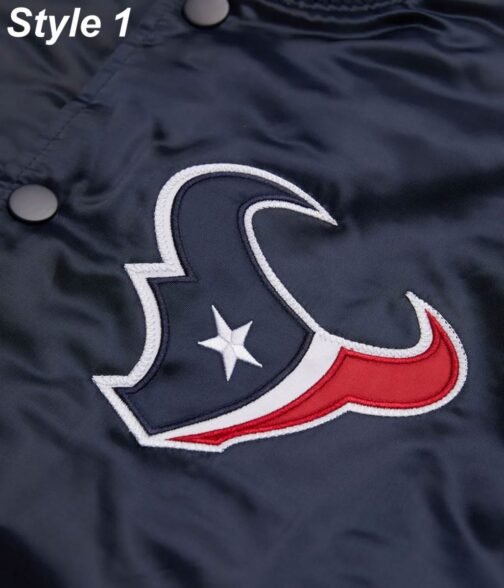 Houston Texans Navy Blue Satin Bomber Jacket - Image 13