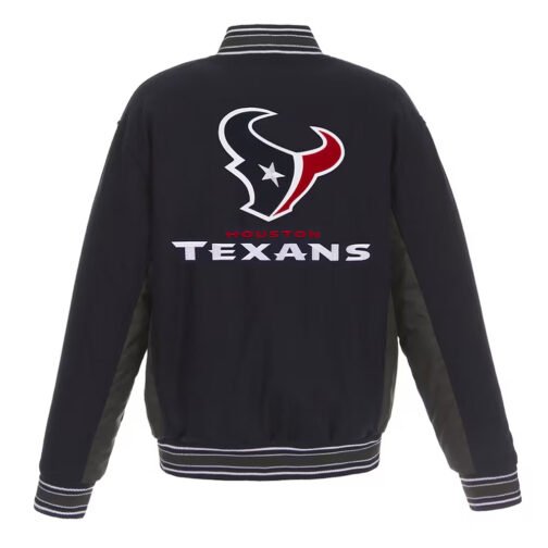 Houston Texans Charcoal and Navy Varsity Jacket - Image 2