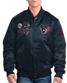Houston Texans Exclusive Navy Varsity Satin Jacket