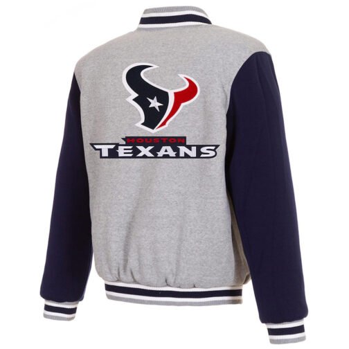 Houston Texans Gray and Navy Varsity Wool Jacket - Image 2