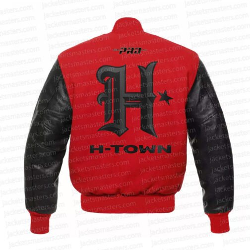 Houston Texans H-Town Red and Black Varsity Jacket - Image 2