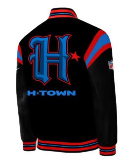 Houston Texans H-Town Teddy Black Satin Jacket