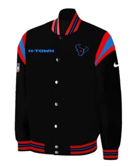 Houston Texans H-Town Teddy Black Satin Jacket
