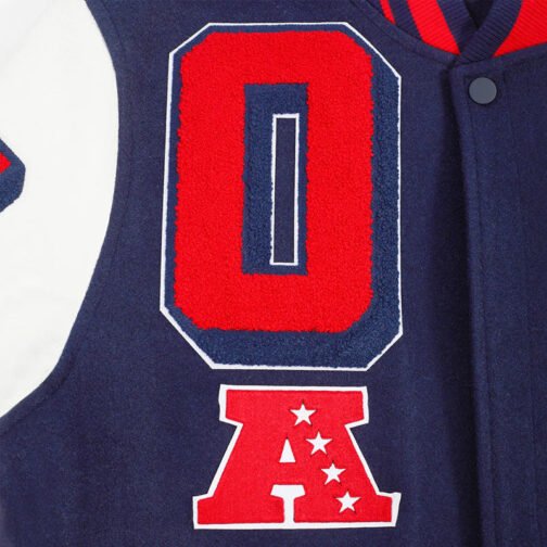 Houston Texans Mashup Classic Rib Navy and White Varsity Jacket - Image 6